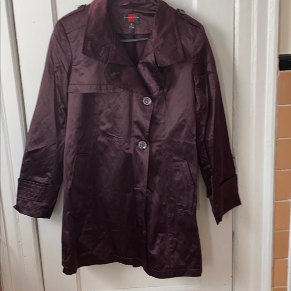 Gallery purple trench coat with removable liner